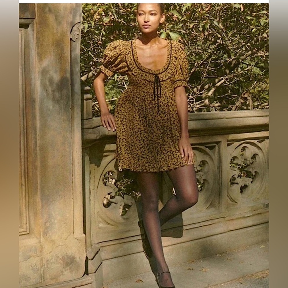 🌼 New Doen Marcela Yellow Floral Mini Dress XXS